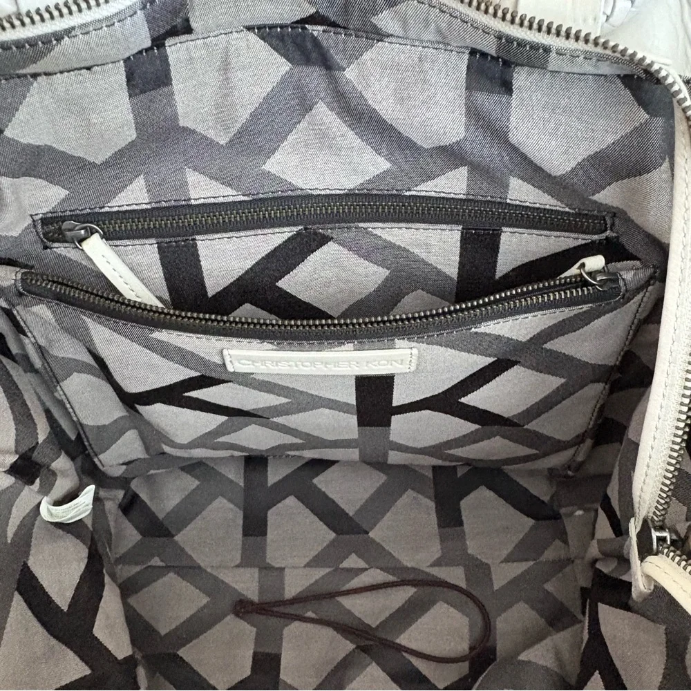 Christopher Kon Woven Leather White Tote Bag - Picture 9 of 15